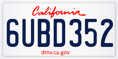 CA license plate 6UBD352