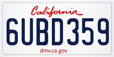 CA license plate 6UBD359