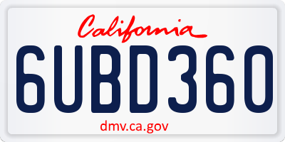 CA license plate 6UBD360