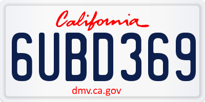 CA license plate 6UBD369