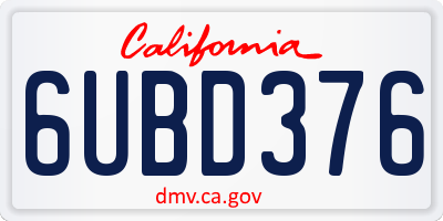 CA license plate 6UBD376