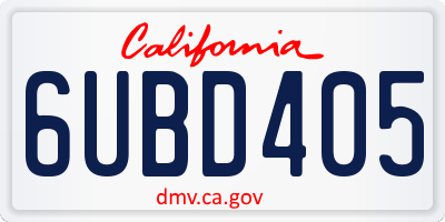 CA license plate 6UBD405