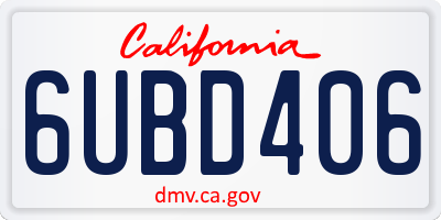 CA license plate 6UBD406