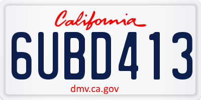 CA license plate 6UBD413