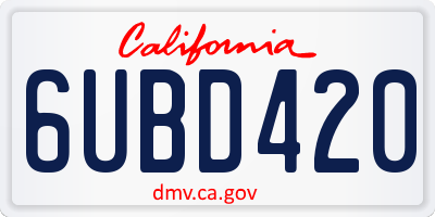 CA license plate 6UBD420