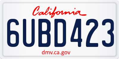 CA license plate 6UBD423