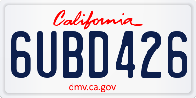 CA license plate 6UBD426