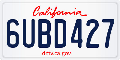 CA license plate 6UBD427