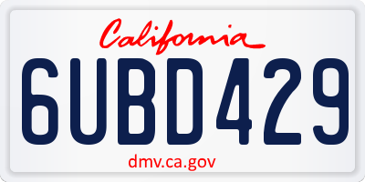 CA license plate 6UBD429