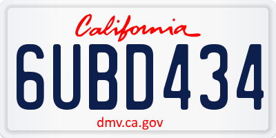 CA license plate 6UBD434