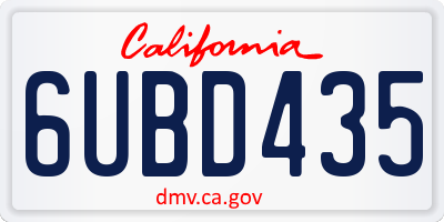 CA license plate 6UBD435