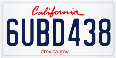 CA license plate 6UBD438