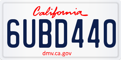 CA license plate 6UBD440