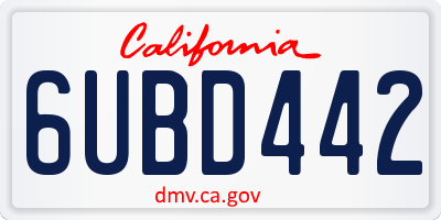 CA license plate 6UBD442