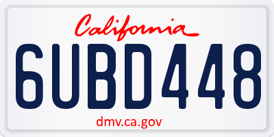 CA license plate 6UBD448