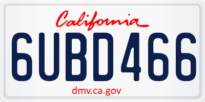 CA license plate 6UBD466