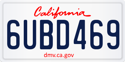 CA license plate 6UBD469