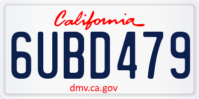 CA license plate 6UBD479