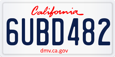 CA license plate 6UBD482
