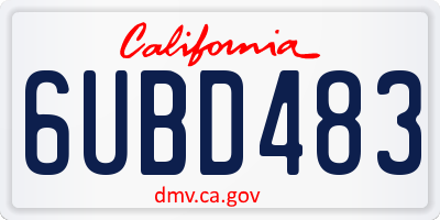 CA license plate 6UBD483