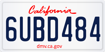 CA license plate 6UBD484