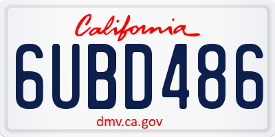CA license plate 6UBD486
