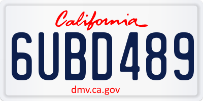CA license plate 6UBD489