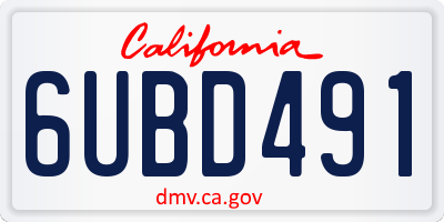 CA license plate 6UBD491