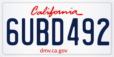 CA license plate 6UBD492