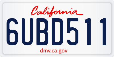 CA license plate 6UBD511