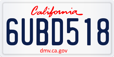 CA license plate 6UBD518