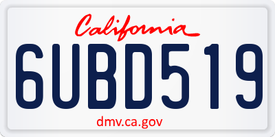 CA license plate 6UBD519