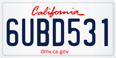 CA license plate 6UBD531