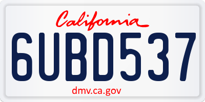 CA license plate 6UBD537