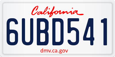 CA license plate 6UBD541