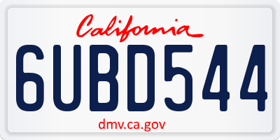 CA license plate 6UBD544