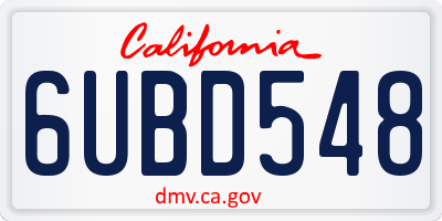 CA license plate 6UBD548