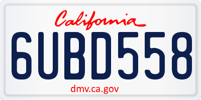 CA license plate 6UBD558