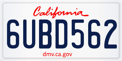CA license plate 6UBD562
