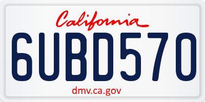CA license plate 6UBD570