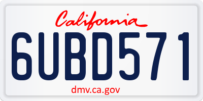 CA license plate 6UBD571
