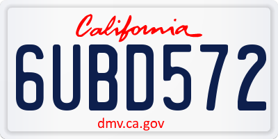CA license plate 6UBD572