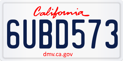 CA license plate 6UBD573