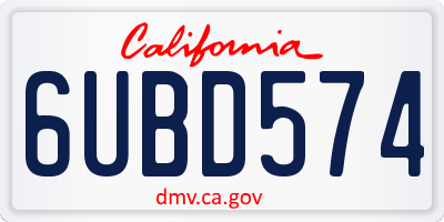 CA license plate 6UBD574
