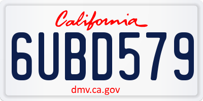 CA license plate 6UBD579