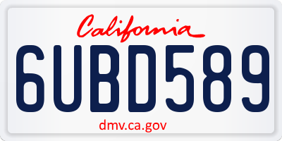 CA license plate 6UBD589