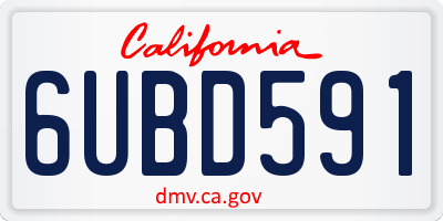 CA license plate 6UBD591