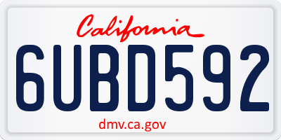 CA license plate 6UBD592