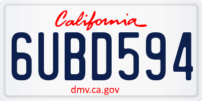 CA license plate 6UBD594