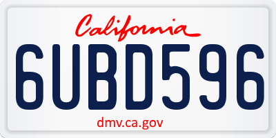 CA license plate 6UBD596